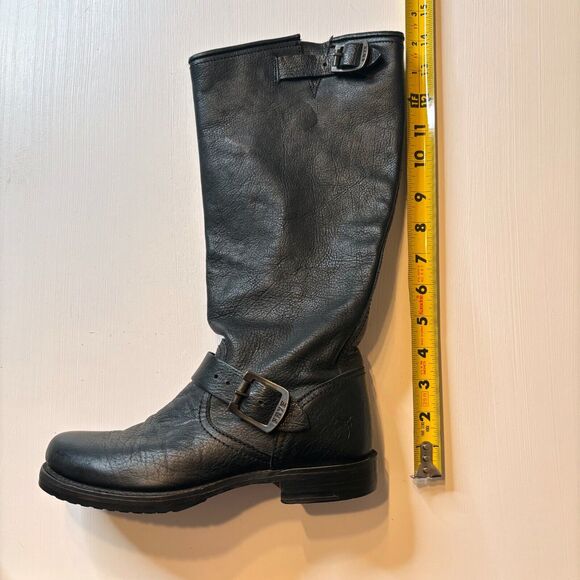 Frye Women's Veronica Slouch Round Toe Black Leather Riding Boots US Size 6.5‎ B - Picture 9 of 13